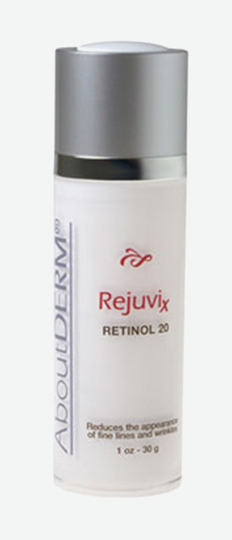 A bottle of rejuvix retinol 2 0 serum.