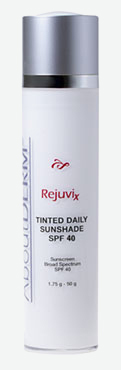 A bottle of rejuvix tinted daily sunshade spf 4 0.