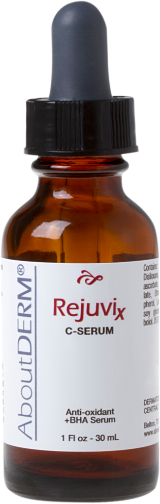 A bottle of rejuvix serum is shown.